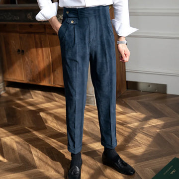 Aidase High Quality Corduroy Trousers Pant For Man High Waist Office Dress Trouser Italian Men Busines Pant Pantalon Para Hombres aidase-shop